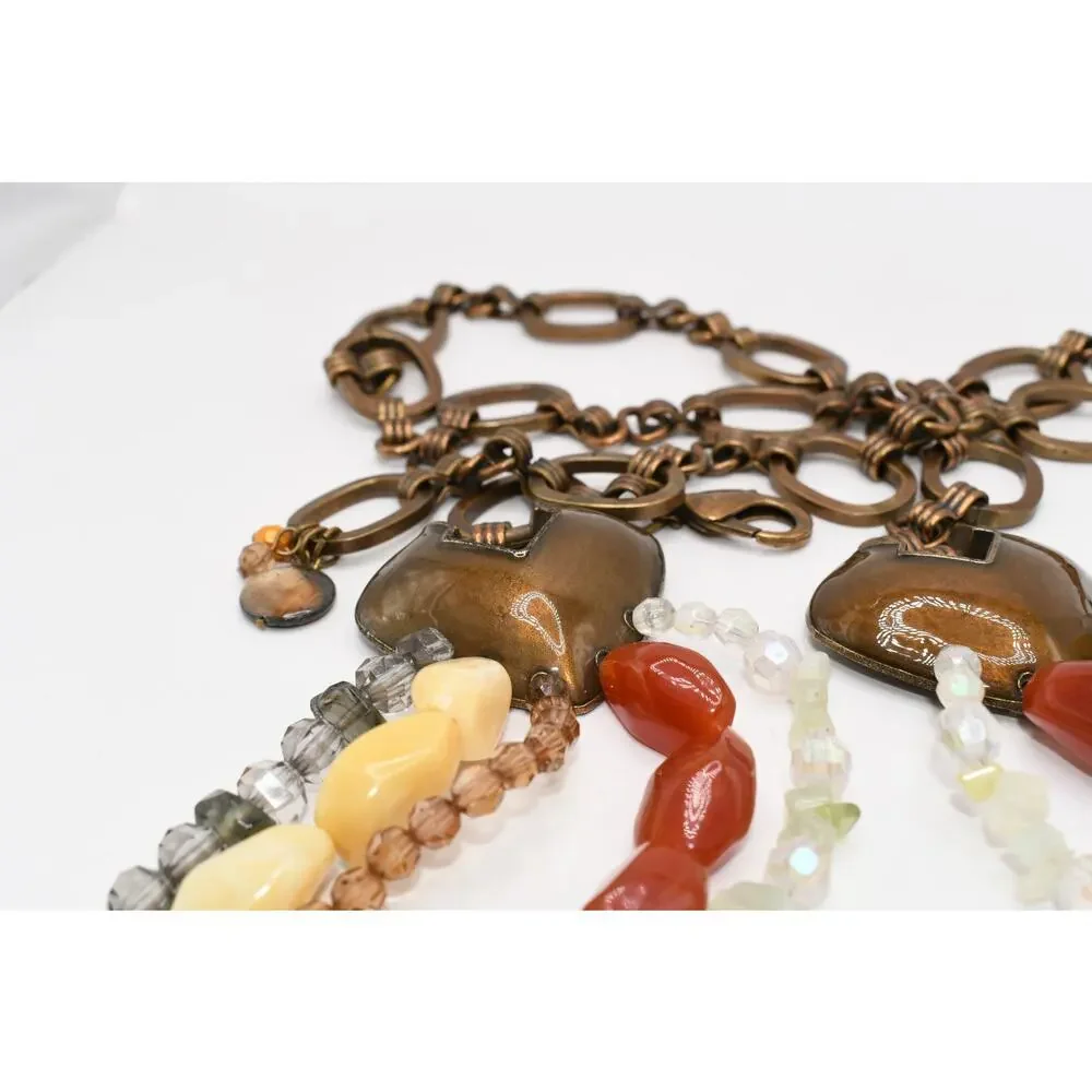 Chico’s Multi Strand Beaded Chain Belt Enamel Accents 49” Statement